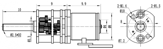 SM08-GB10 pequeño motor de pasos adaptado 8m m con la caja de cambios 0 de 10*8 milímetro